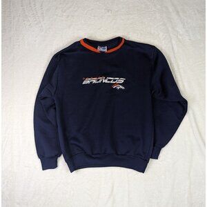Vintage Denver Bronco Mens Blue Medium Sweater Pullover NFL Majestic Sweatshirt